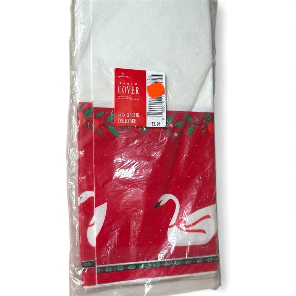 Vintage Hallmark Swan Christmas Table Cover